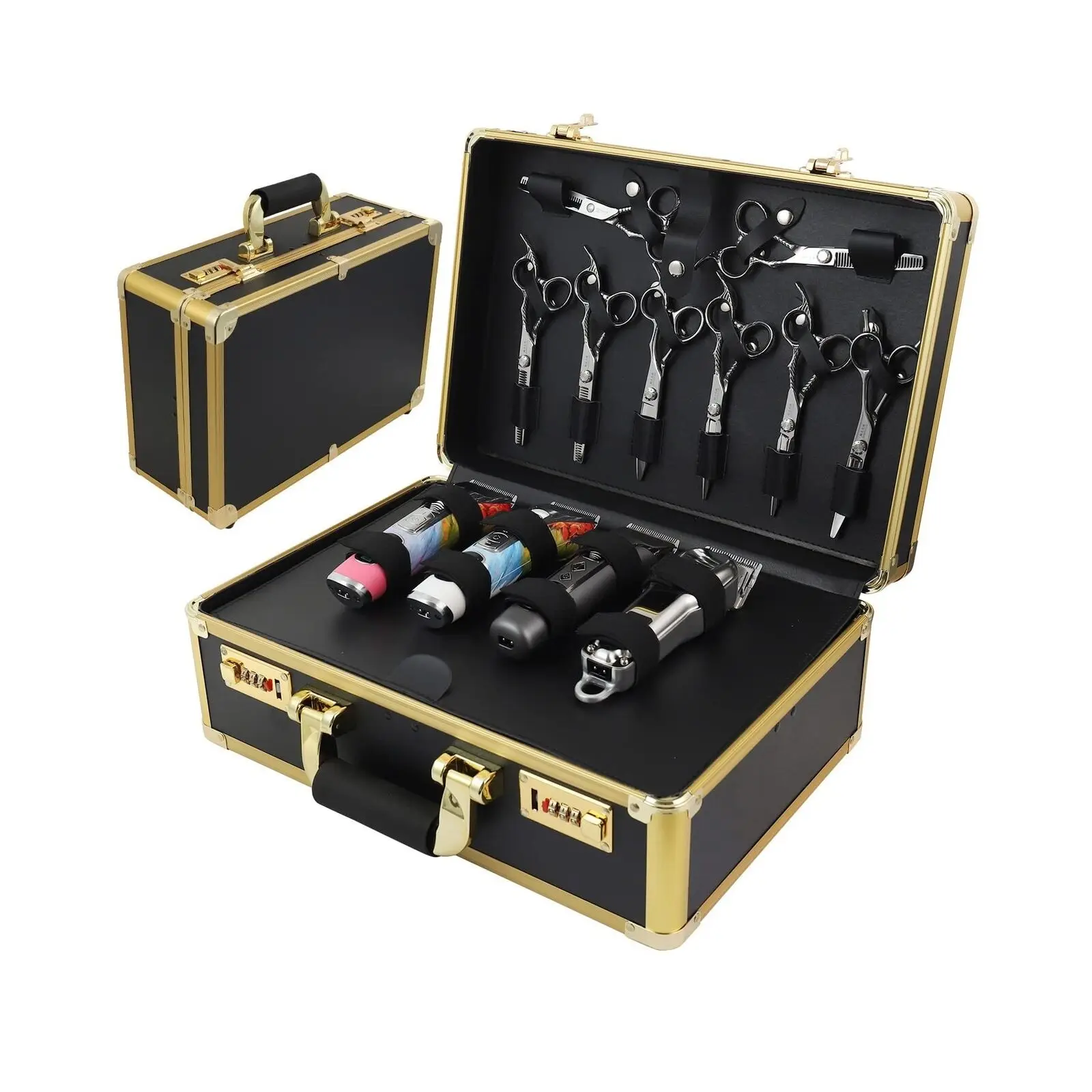 Luxury Gold Barber Haircut Tools Case Organizer Box Aluminum Password