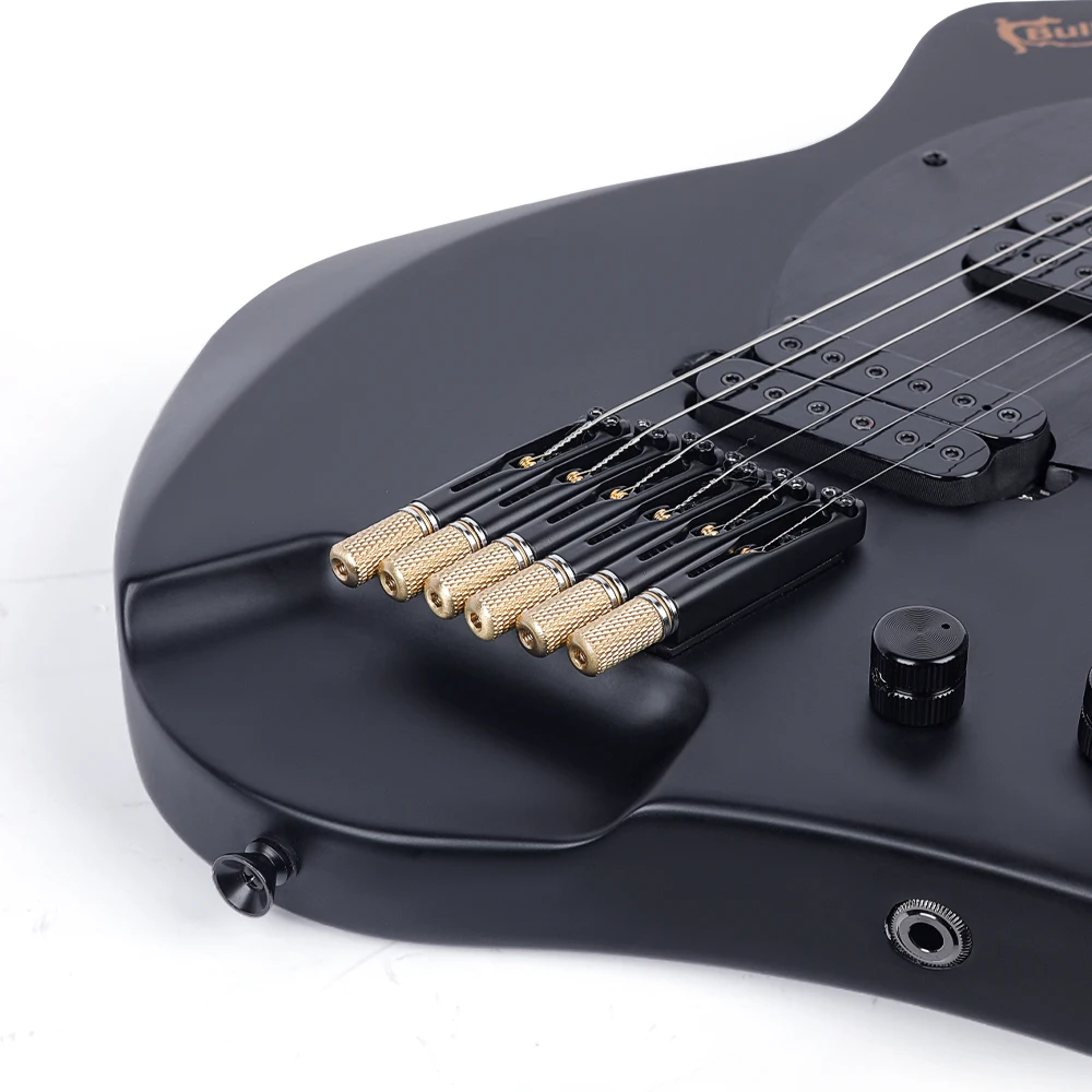 Bullfighter D-350 Headless Electric Guitar, Matte Black Okoume