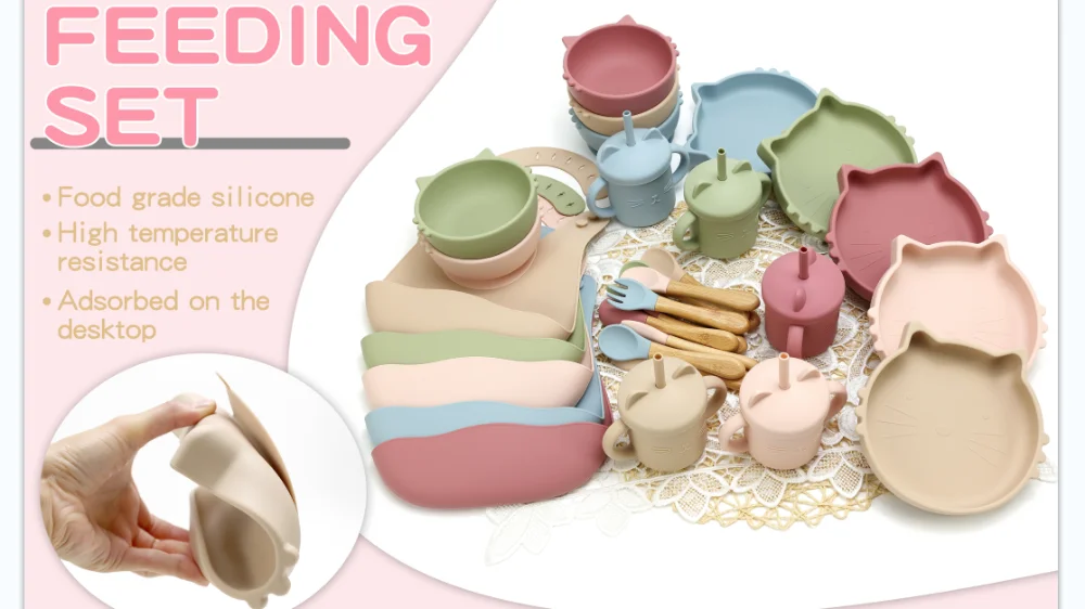 4 Piece Blue Speckled Feeding Set main image 1