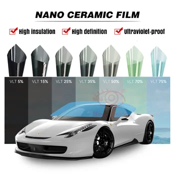 1.52x30m HD Nano Ceramic Auto Car Film Self Adhesive Sticker UV Rejection Solar Window Tint Prottective