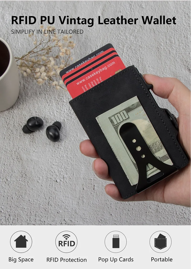 Hot Sale Billeteras Inteligentes Hombres Luxury Slim Card Holder Anti ...