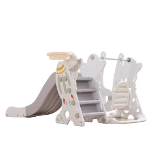 3 in 1 Rocket Kids Indoor Plastic Slide and Swing Home Slide and Swing Combination