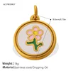 Golden Round enamel flower