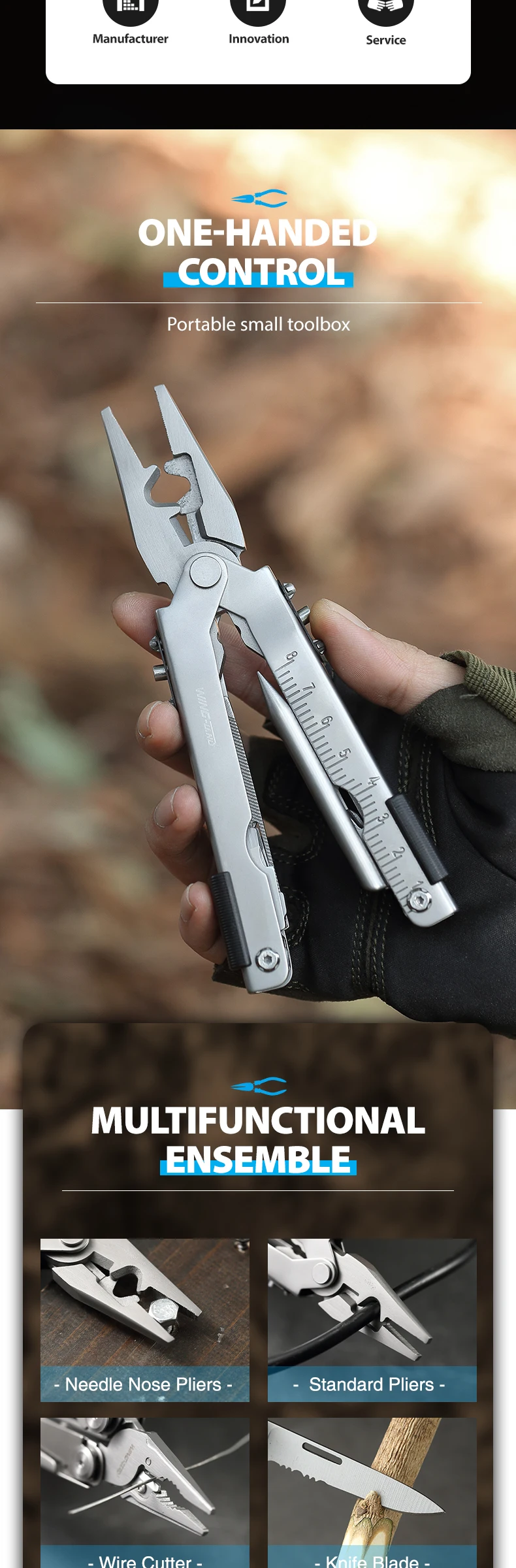 14in1 Stainless Steel Multitool Tactical Folding Pocket Pliers Screwdrivers Knife Awl Multi Tool