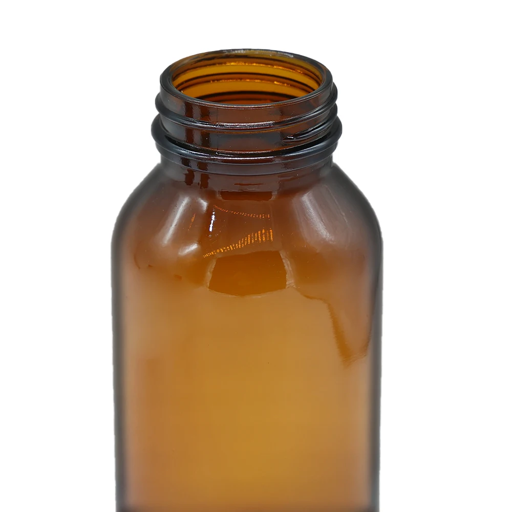 Amber Tablet Glass Bottles with Wide Mouth for Pills Capsules Supplements