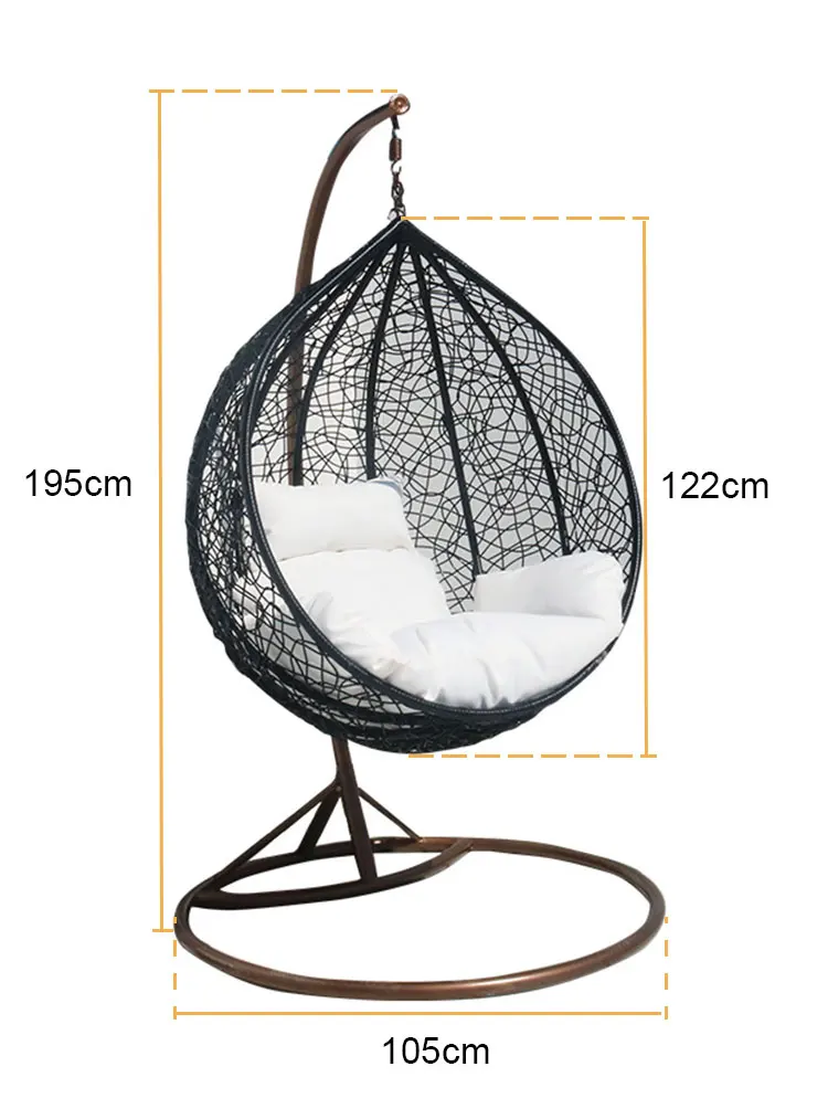 Wholesale Basket Steel Wicker Rattan Swing Seat Furniture Outdoor Patio Swing Chair Hanging