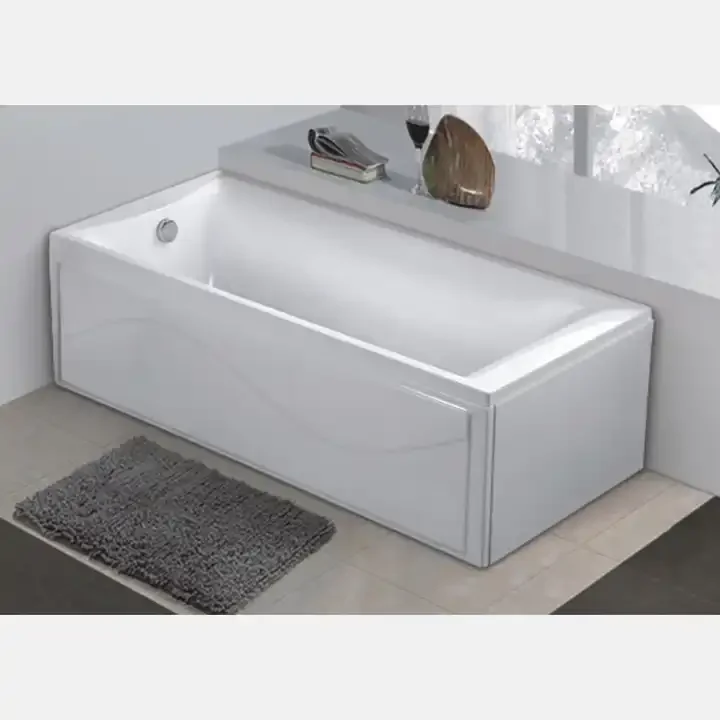 Latest Design Customized Solid Surface Skirt Side Tubs Soaking Rectangular Acrylic Bathtub for Hotel/Villa
