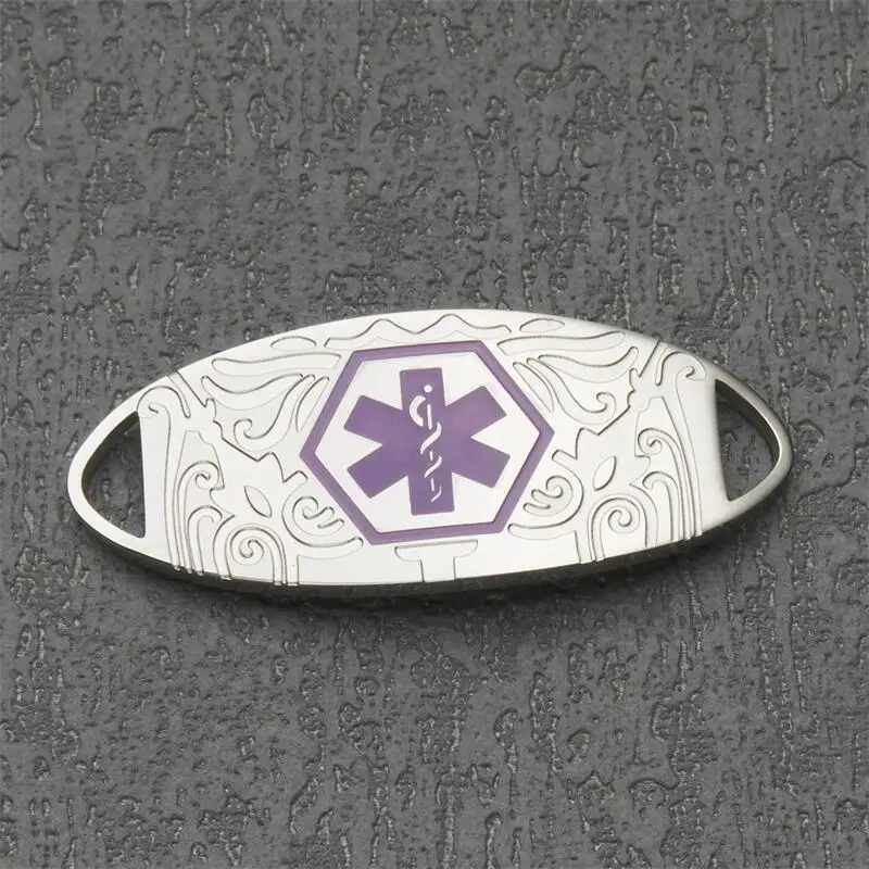 Stainless Steel Medical Alert ID Identification Tags for Custom Engraved Bracelets White Medical Tag