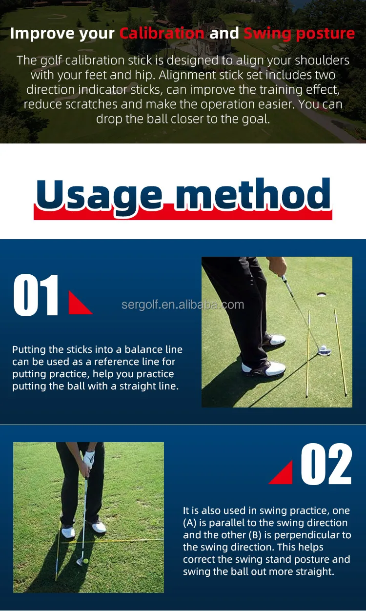 Custom Cover Practice Rods Golf Swing Trainer Aid Tools Golf Alignment Sticks 48" Golf Practice Training Aid Accessories