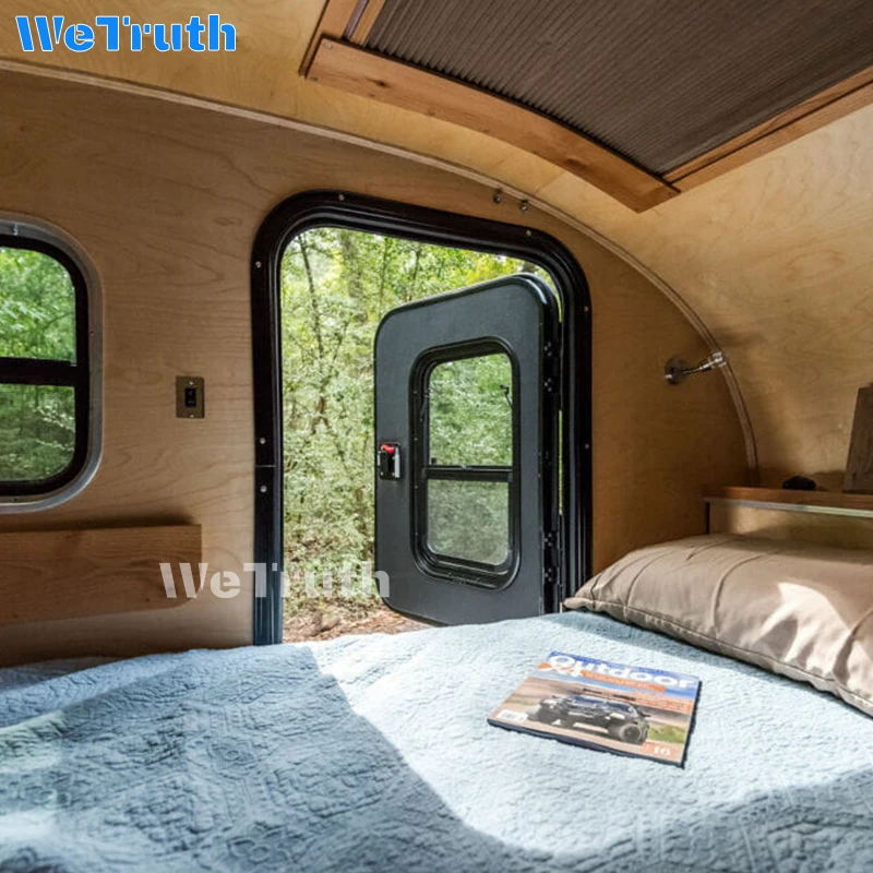 Luxury Lightweight Aluminum Teardrop Travel Trailer Caravan Modern Multifunctional with Camping Tent for Off-Road Adventures