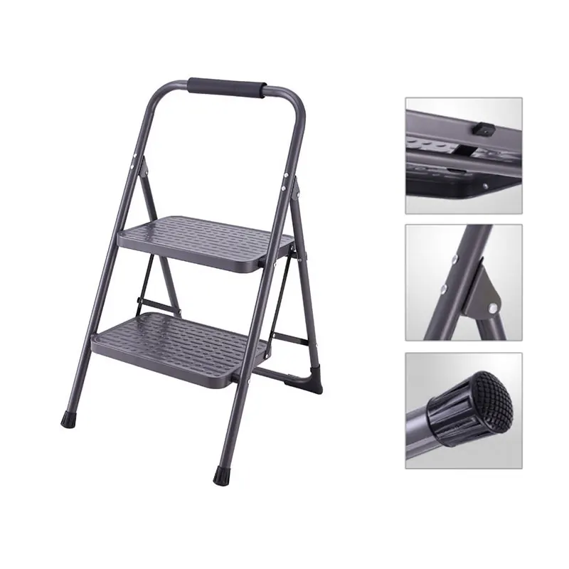 2 Steps Folding Step Stool  with Steel Tube Ladder