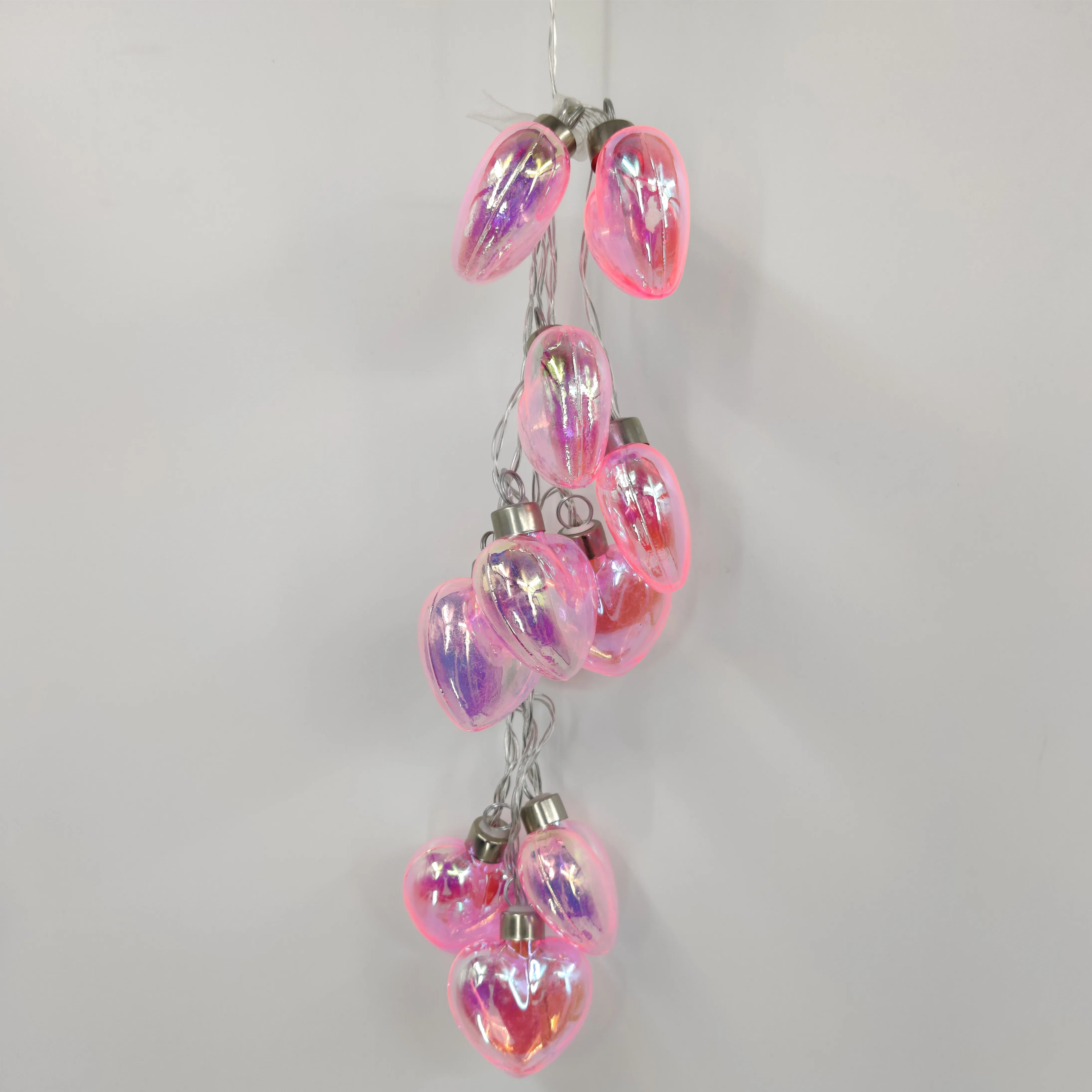 Personalized string lights chain clear pink hand blown glass heart shaped Christmas tree hanging decoration ornaments