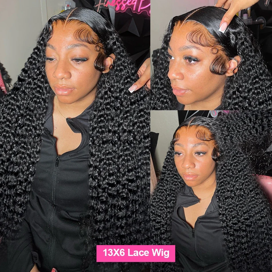 Parrucca frontale con onda profonda da 32 pollici, parrucca frontale in pizzo trasparente a 360°, per capelli umani, per donne_voghion.com