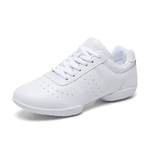 Competitive Aerobics Shoes Children Cheerleading Shoes Student Training and Competition White Soft-soled Anti-slip Dance Shoes