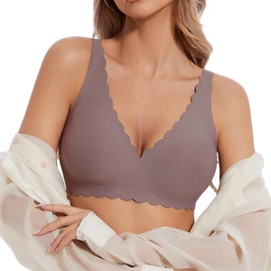 High Quality Wholesale Wire-Free Custom Full Cup Ladies V Neck Support and Lift Push up Seamless Padded No Show Bra