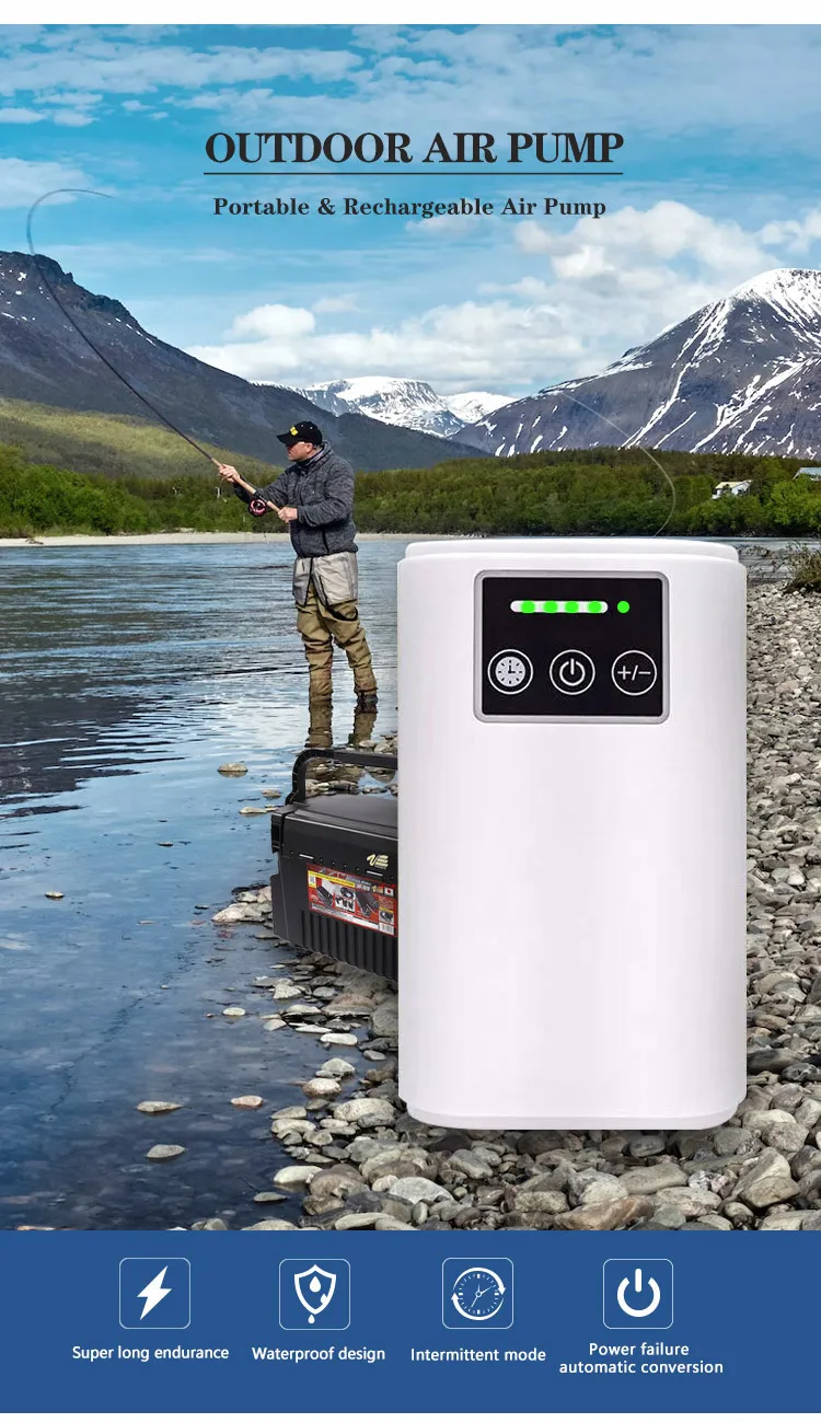 High Quality White Portable Fish Tank Rechargeable Waterproof Air Pump