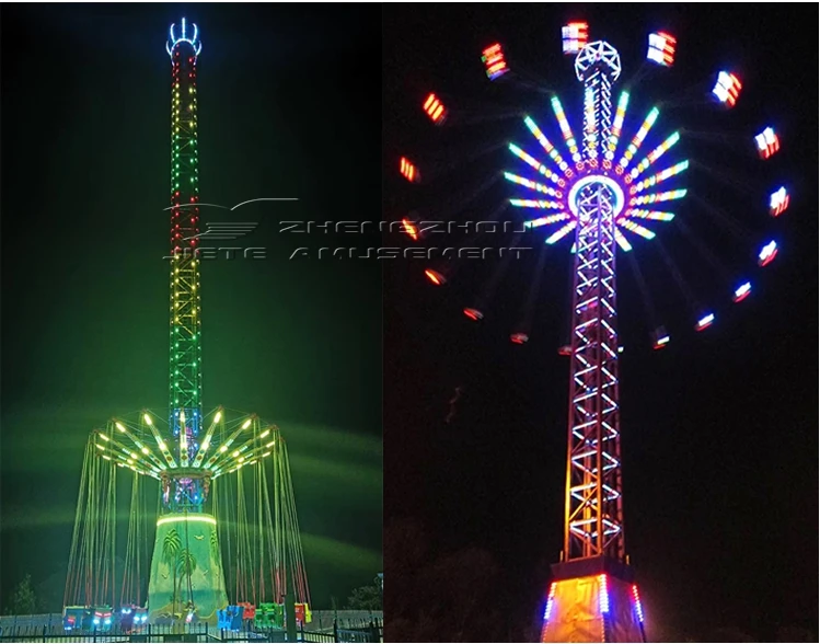 Professional amusement park rides Supplier thrilling rides 55m flying tower for sale