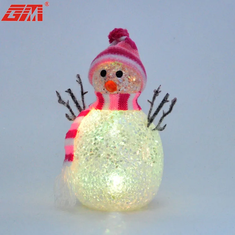 Festive Centerpiece Blown Christmas Glass LED Lighted Snowman Ornament