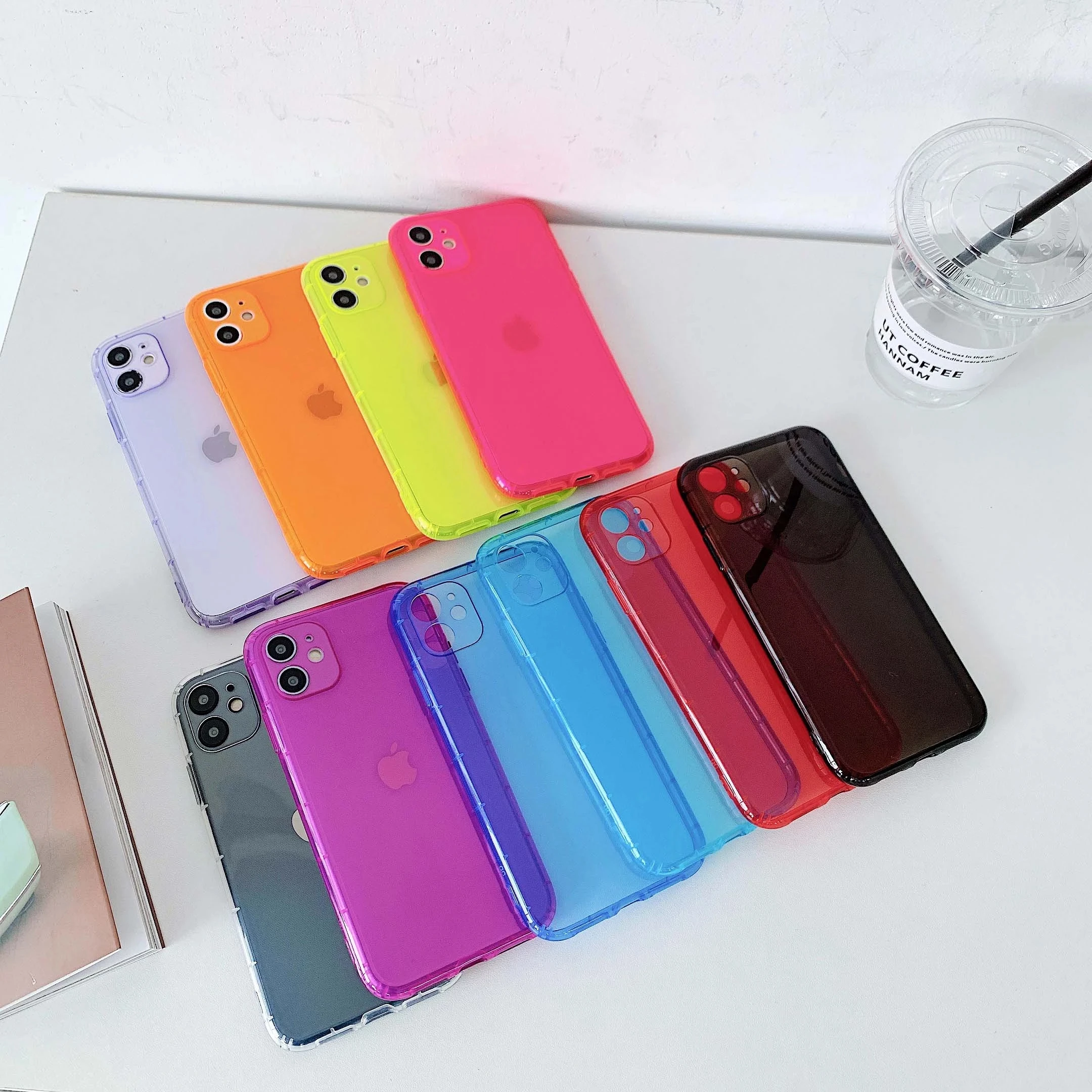 Cheapest Fluorescent Neon TPU Phone Case Cover New Shockproof for iPhone 13 X XR 11 Pro Max 12 Cases Colorful