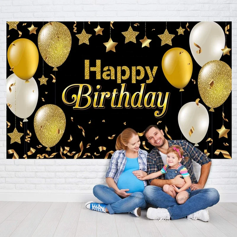 Happy 30th 40th 50th 60th Birthday Backdrop Black Gold Decoration For Men  Women Baby Birthday Party Background Photo Banner - Buy Happy Birthday  Banner,Birthday Banner,Happy Birthday Bunting Banner Product Product on  