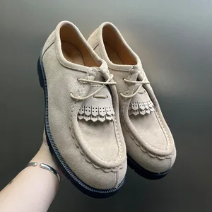 New Retro British Style Casual Suede Solid Color Shoes Trendy Autumn Winter Slip-On Lazy Loafers