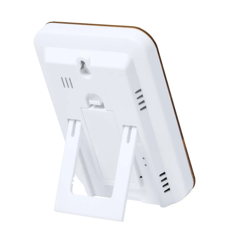 Indoor LCD Electronic Bamboo Temperature Humidity Meter Digital Thermometer Hygrometer Weather Station Alarm Clock