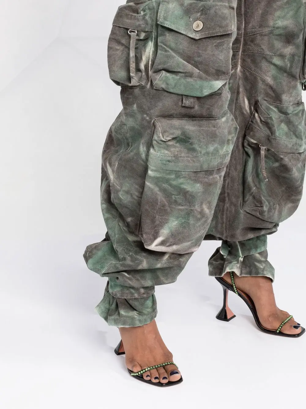 Custom Women Camouflage Cargo Pants Multiple Pockets Fashion Green High