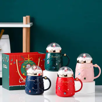 Wholesale Christmas Ceramic Mug High Quality Themed Mug 500ml Christmas Gift Coffee Mug With Lid