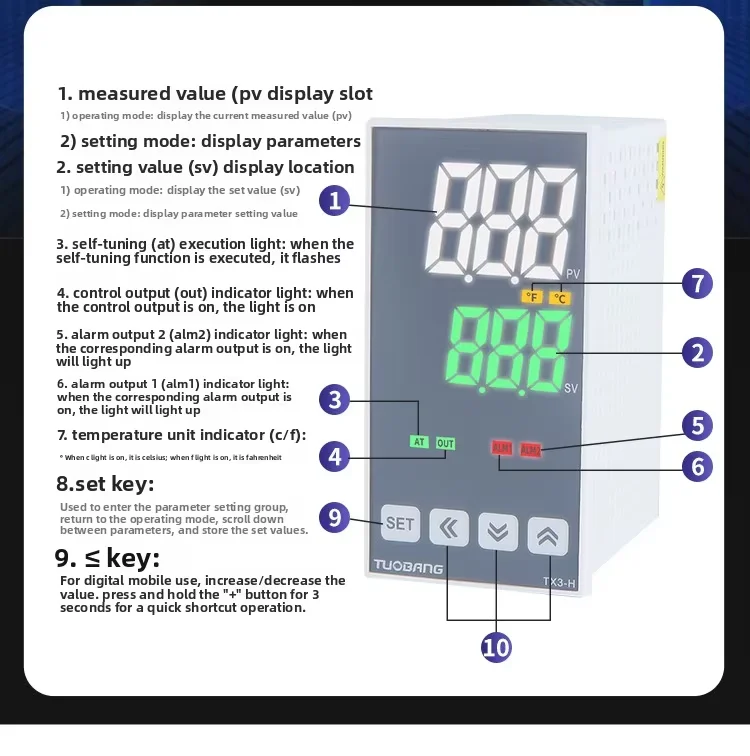 LED HD Display PID Thermostat TX3-S/M/H/L/W AB Relay/Solid State Output Two Alarm Industrial Smart Temperature OEM/ODM