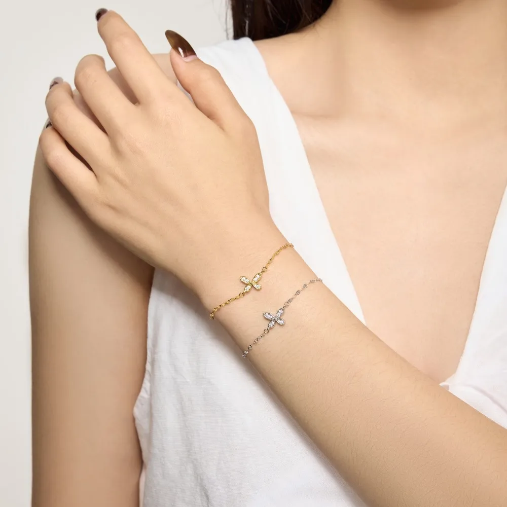 KAKODIY Elegance Exquisite Fashion 18K Gold Rhodium Plated 925 Sterling Silver Lip Chain 5A Cubic Zirconia Butterfly Pendant Bracelet Women detail 4