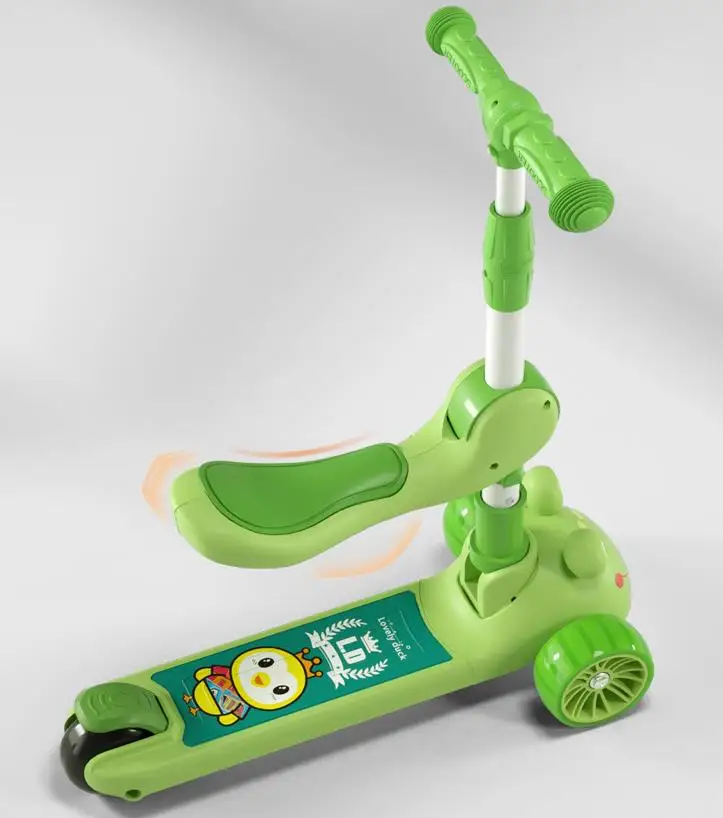 Factory Direct Selling New Frog Image Children Scooter High and Low Adjustable Folding Kids Kick Scooter With Flash Music