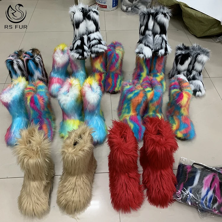 Модные Нескользящие Роскошные зимние сапоги для девочек и женщин с красным мехом, покрытые искусственным лисьим мехом енота