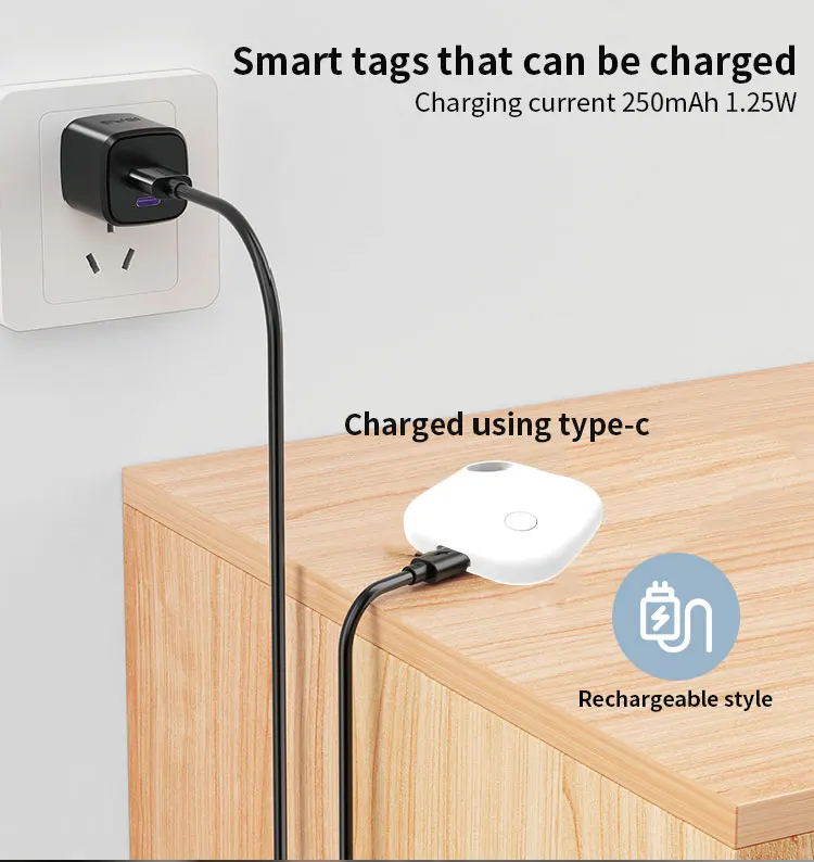 RSH Android Tag OEM Your Logo Google Find My Device Tracker Smart GPS Locator Type C Rechargeable Key Finder for Google Find Hub manufacture