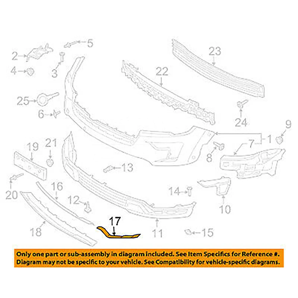 JB5Z17E811AB JB538A033ABSMAS Left Electric-Plating Front Bumper Trim S... — 4