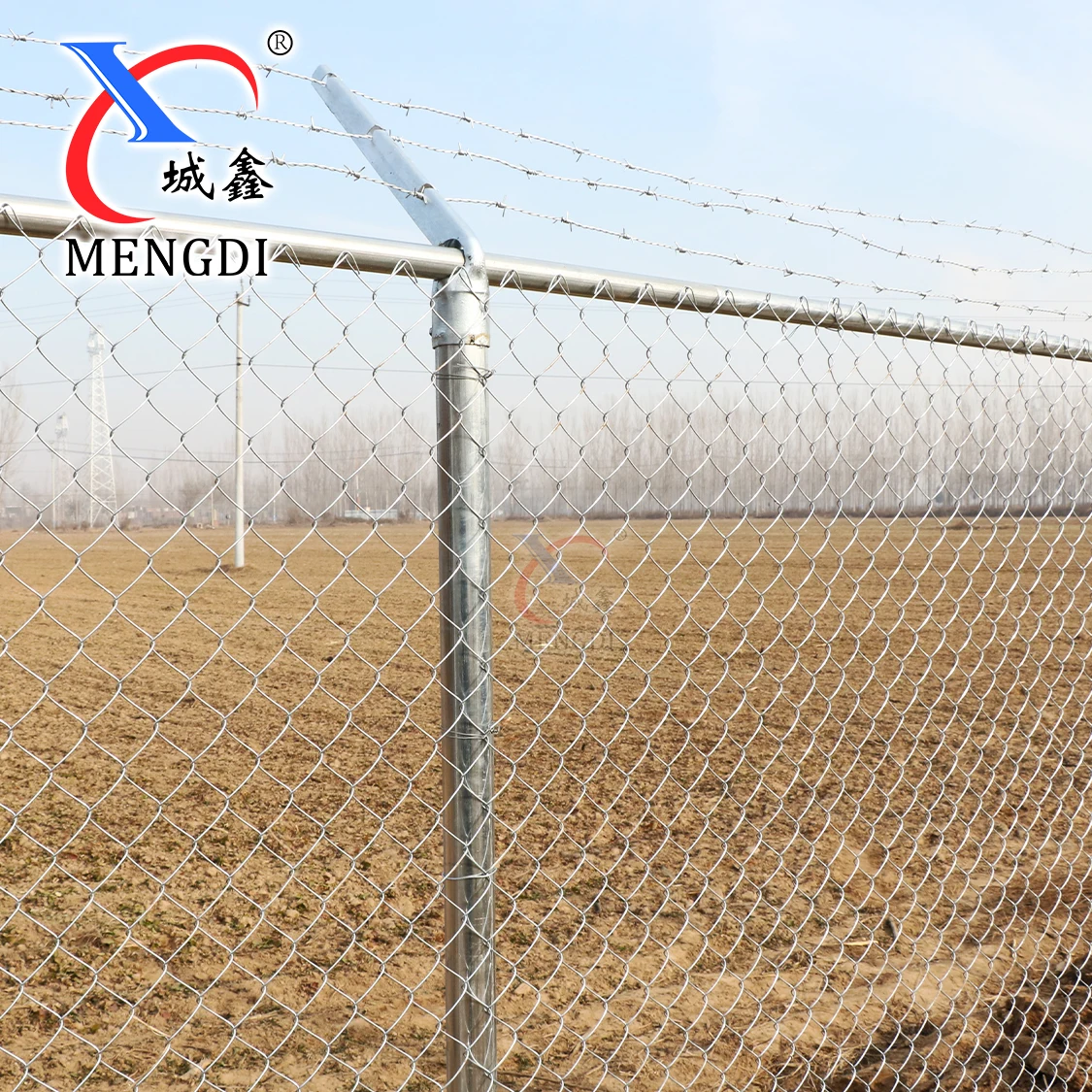 TOP Quality Hot Dipped Diamond Hole Customized Galvanized Chain Link Fence  Pole