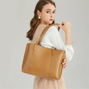 Custom High Quality Handbags 2026 Large Capacity Shoulder Bag PU Leather Leisure Tote Bag with Zipper for Women