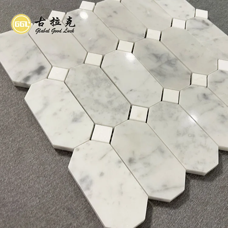 Modern White Natural Stone Octagon Marble Mosaic Tile Bathroom Interior Mosaic Tile factory