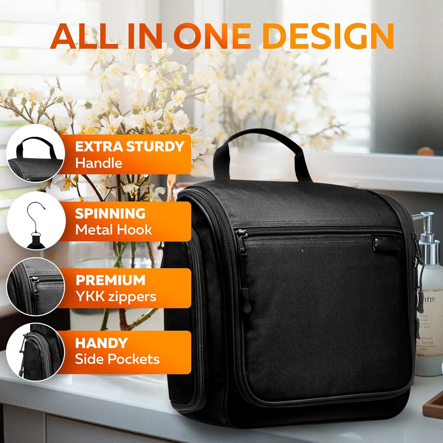 Large Waterproof Travel Hanging Toiletry Bag Unisex With Hanging Hook - Buy Travel Toiletry Bag ...