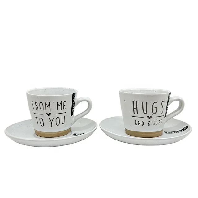 Popular design color glaze embossed logo coffee cup and saucer set