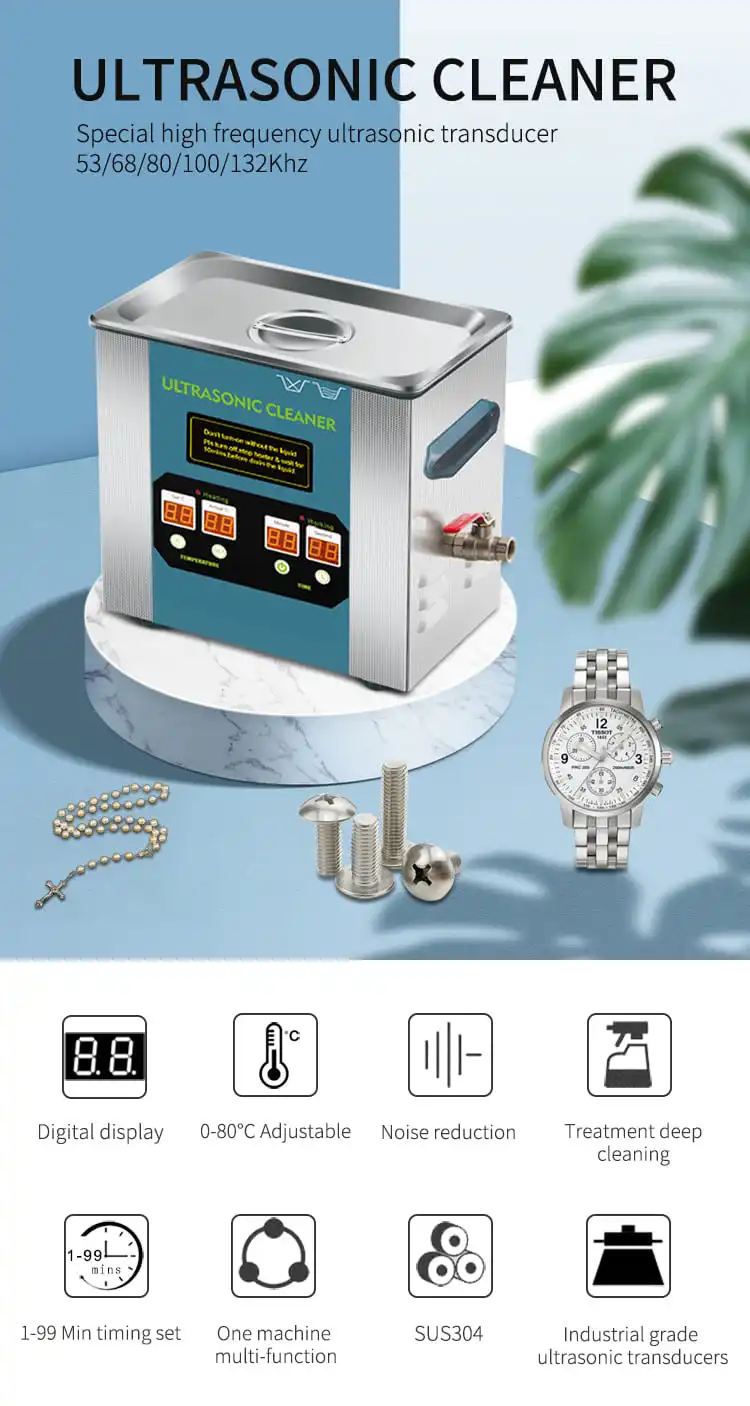 High Frequency 53khz 68khz 80khz 180w Ultrasonic Cleaner 4.5liters