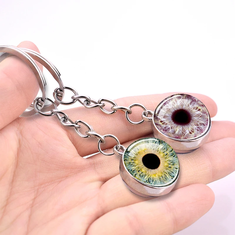 Luminous Eye Keyring Iris Glass Ball  Pendant Creative Jewelry Glows in the Dark Eyeball Keychain