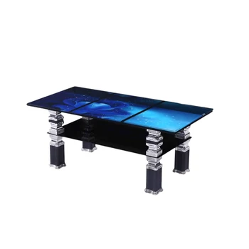 New Fashion modern coffee table Rectangle coffee table glass surface metal leg family living room Rectangle coffee table set