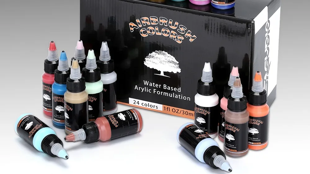 Sagudio Airbrush Paint Acrylic Waterbased Air Brush Gun Transparent 24