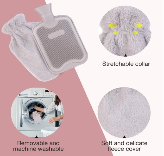 Hot Water Bottle With Fleece Cover Winter Rubber Hot Water Bag For