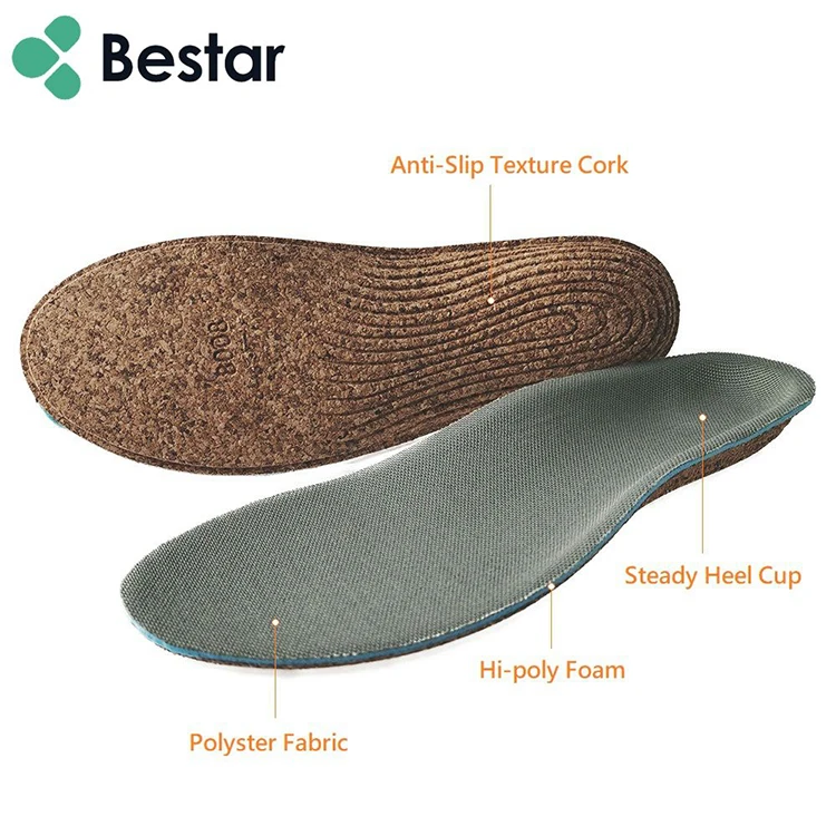Chinese Factory Quality Waterproof and Comfortable Orthopedic Cork Rubber Insoles