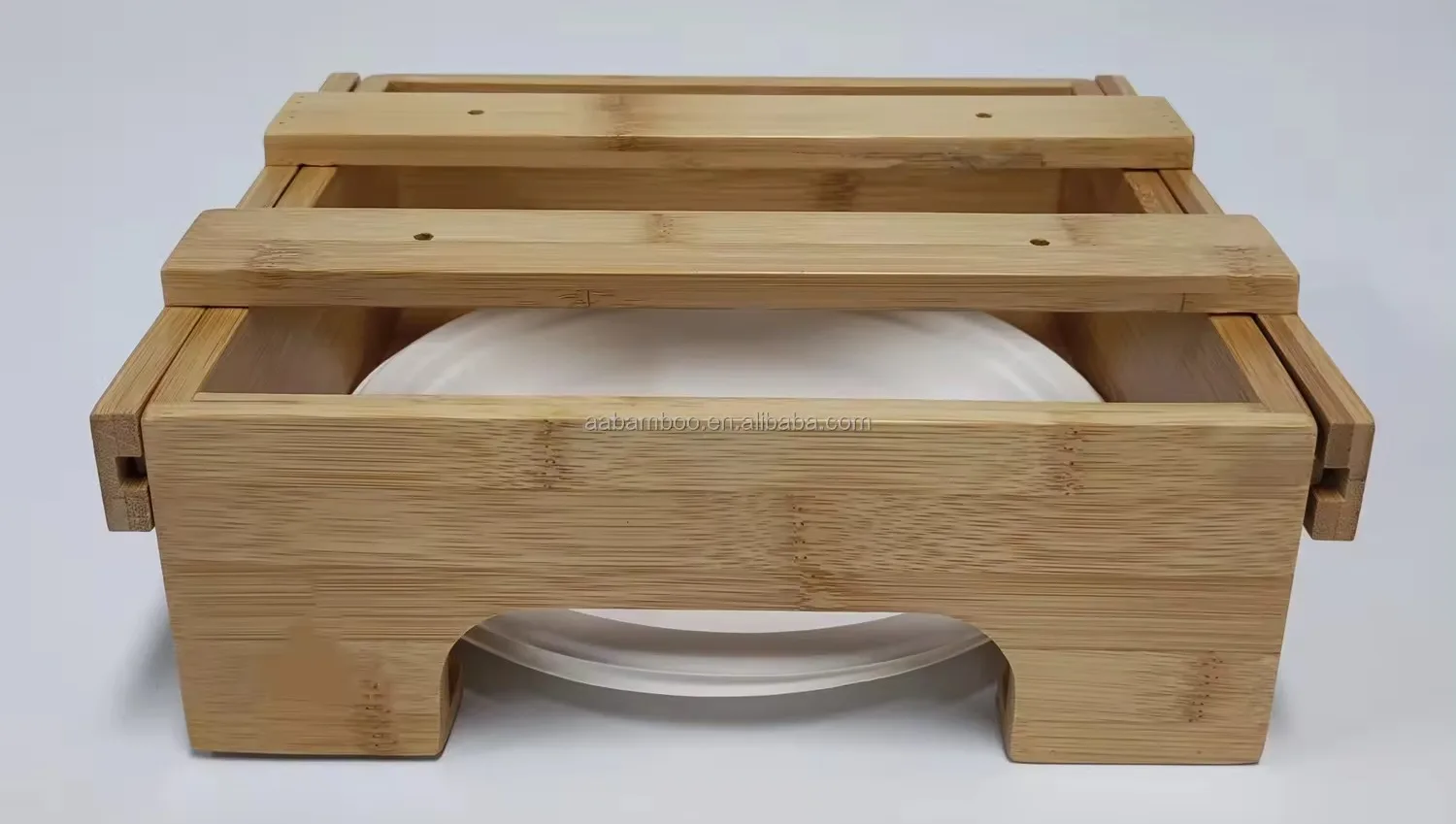 9-inch Under Cabinet Black Bamboo Wood Paper Plate Storage Organizer ...