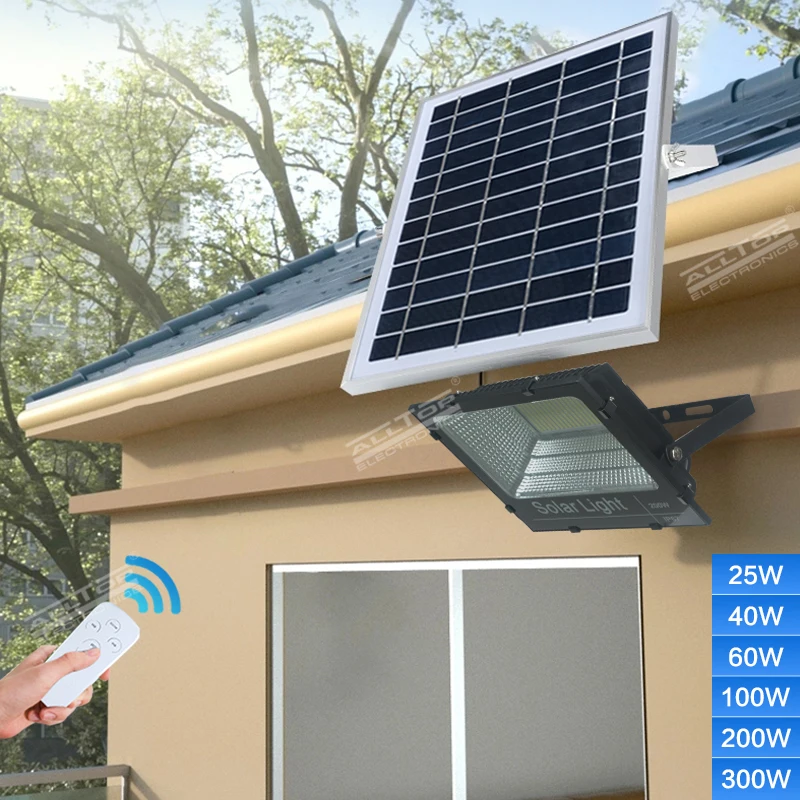 ALLTOP Waterproof Ip67 Outdoor 25w 40w 60w 100w 200w 300w Aluminum Led Solar Flood Lamp