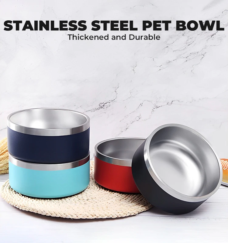 Factory Manufacturer Stainless Steel Dog Pet Feeding Bowl With Non-Skid Silicone Stand
