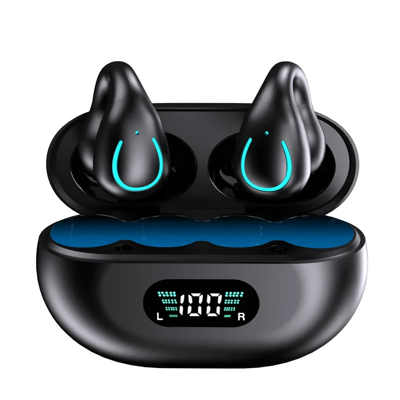 OEM HiFi Stereo Ear Clip Earbuds TWS Bone Conduction Noise Cancelling ANC Sports Wireless Headphones