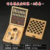 Bamboo and wood chessboard box wine stopper 4-piece set